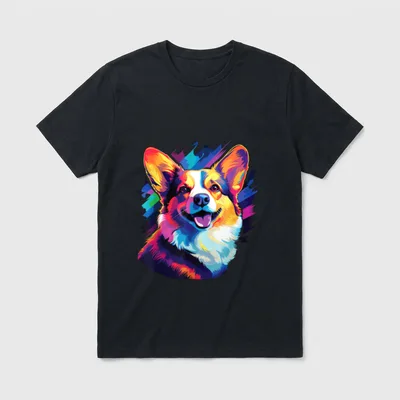 Wasserfarben Farbenfroher Corgi Hunde T-Shirt – Klassisches T-Shirt in Schwarz