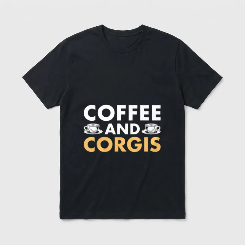 Hund Kaffee und Corgi T-Shirt – Klassisches T-Shirt in Schwarz