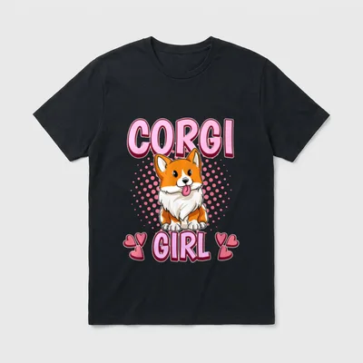 Corgi Girl Mädchen Corgi T-Shirt – Klassisches T-Shirt in Schwarz