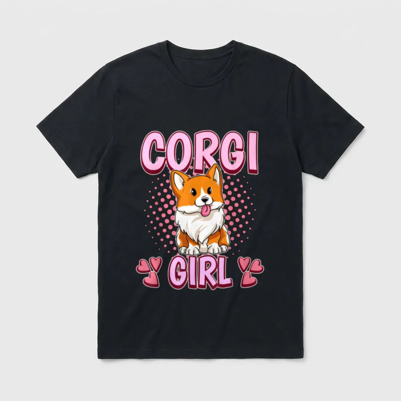 Corgi Girl Mädchen Corgi T-Shirt – Klassisches T-Shirt in Schwarz