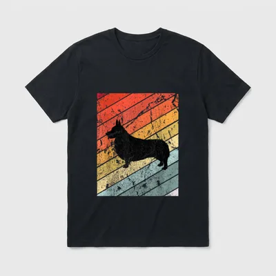 Retro Welsh Corgi Hunde T-Shirt – Klassisches T-Shirt in Schwarz