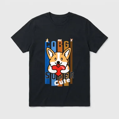 Welsh Corgi Pembroke Sommer T-Shirt – Klassisches T-Shirt in Schwarz
