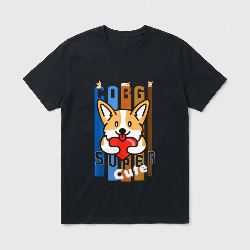 Welsh Corgi Pembroke Sommer T-Shirt – Klassisches T-Shirt in Schwarz