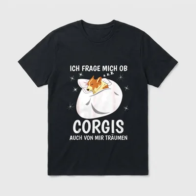Schlafshirt Corgi Nachthemd Träumen T-Shirt – Klassisches T-Shirt in Schwarz