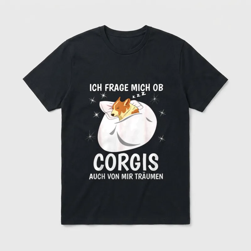 Schlafshirt Corgi Nachthemd Träumen T-Shirt – Klassisches T-Shirt in Schwarz