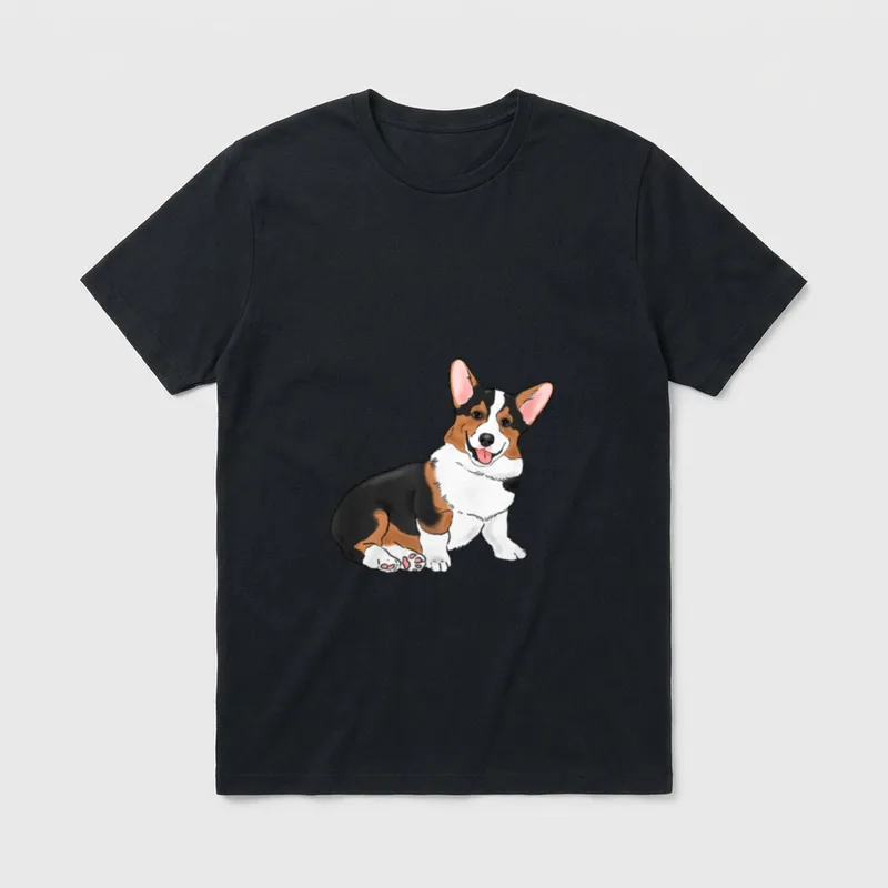 Tricolor Corgi Corgi Mom T-Shirt – Klassisches T-Shirt in Schwarz