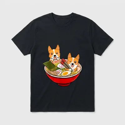 Corgi Japanische Ramen Kawaii T-Shirt – Klassisches T-Shirt in Schwarz
