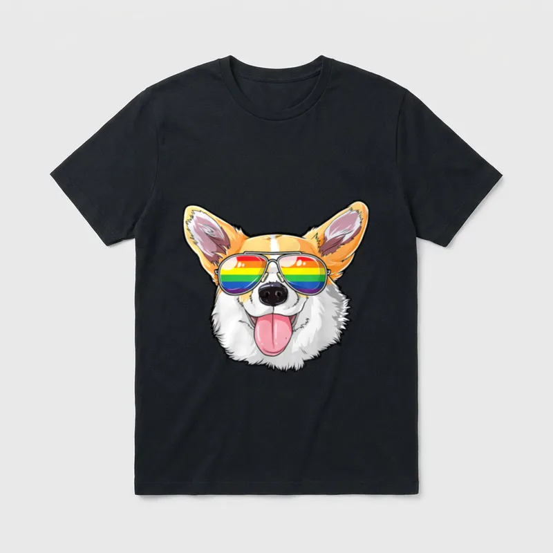 Corgi Gay Pride LGBT T-Shirt – Klassisches T-Shirt in Schwarz