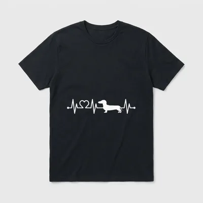 EKG Herzschlag Dachshund Dackel T-Shirt – Klassisches T-Shirt in Schwarz