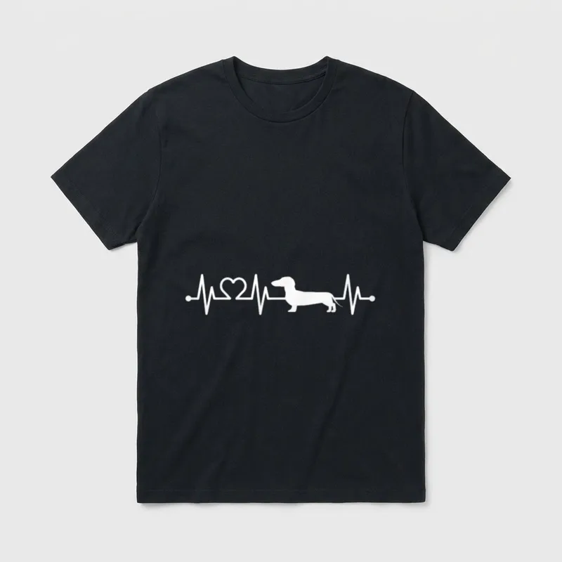 EKG Herzschlag Dachshund Dackel T-Shirt – Klassisches T-Shirt in Schwarz