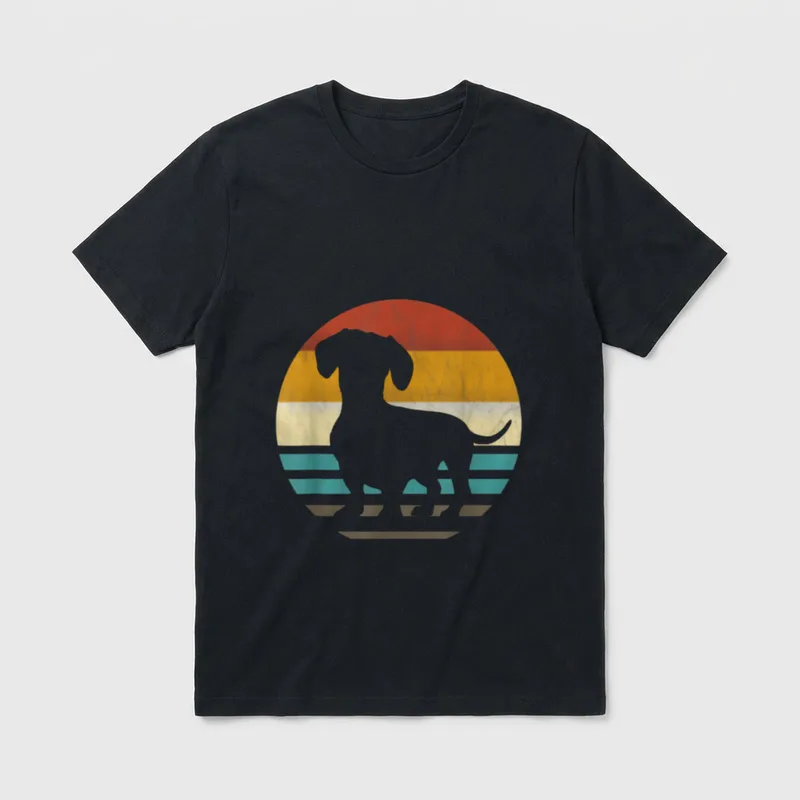 Dackel Dackelhund Silhouette Retro T-Shirt – Klassisches T-Shirt in Schwarz