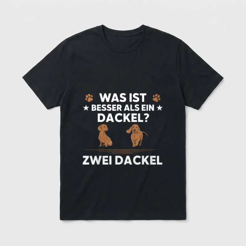 Was ist besser T-Shirt – Zwei braune Dackel unter der Frage Was ist besser als ein Dackel – Klassisches T-Shirt in Schwarz