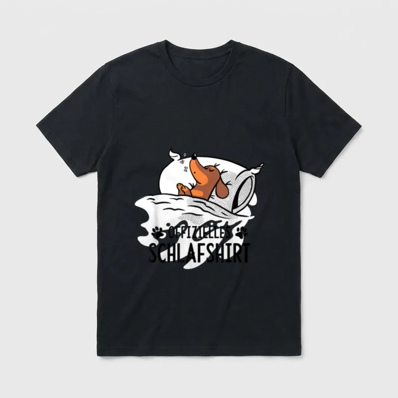 OFFIZIELLES Schlafshirt DACKEL Schlafanzug T-Shirt – Klassisches T-Shirt in Schwarz