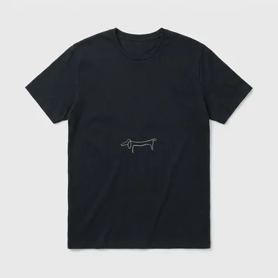 Dackel Single Line Design T-Shirt – Klassisches T-Shirt in Schwarz