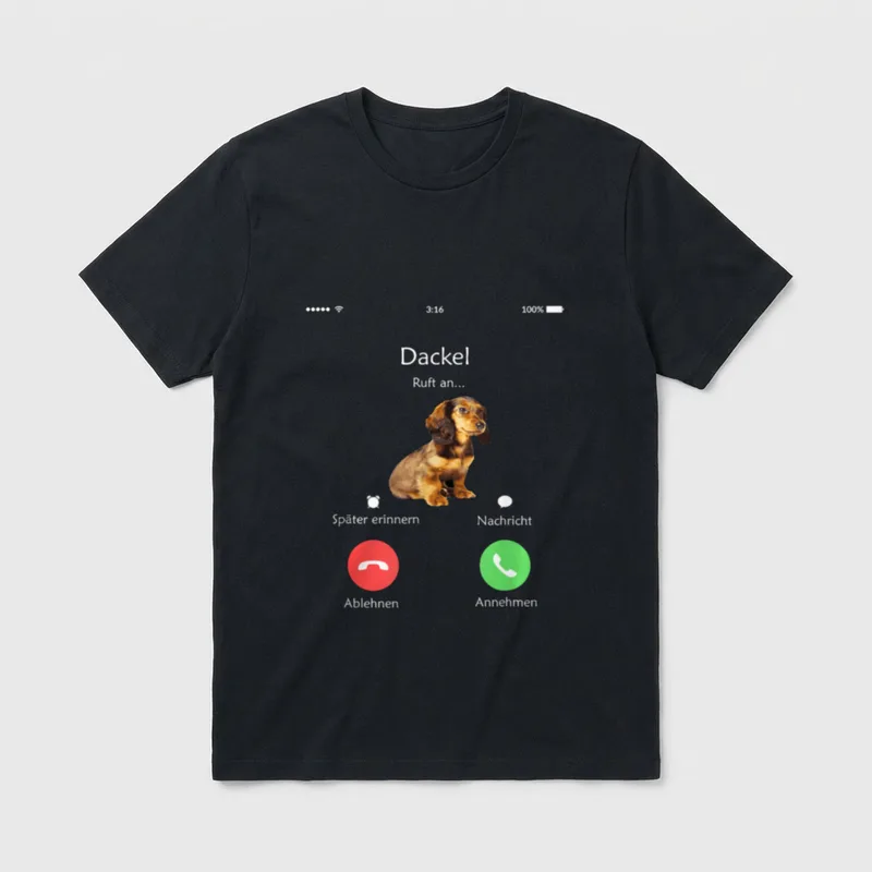 Dackel Hund ruft T-Shirt – Klassisches T-Shirt in Schwarz