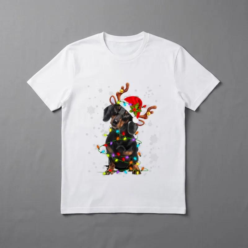 Dackel Rentier Weihnachten Dackel T-Shirt – Klassisches T-Shirt in Schwarz
