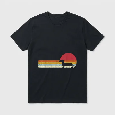 Dackel Silhouette Sonnenuntergang T-Shirt – Klassisches T-Shirt in Schwarz