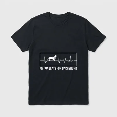 Herzschlag Dackel Dachshund Herzfrequenz T-Shirt – Klassisches T-Shirt in Schwarz