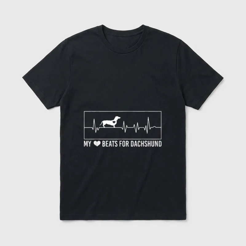 Herzschlag Dackel Dachshund Herzfrequenz T-Shirt – Klassisches T-Shirt in Schwarz