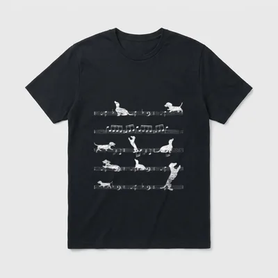 Musik Dackel T-Shirt – Klassisches T-Shirt in Schwarz