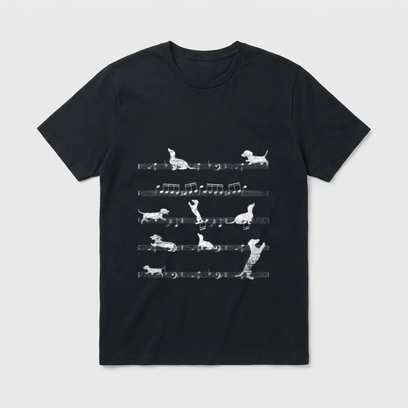 Musik Dackel T-Shirt – Klassisches T-Shirt in Schwarz