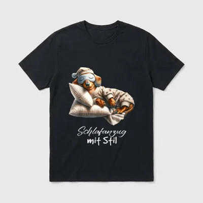 Schlafshirt Schlafanzug mit Stil T-Shirt – Klassisches T-Shirt in Schwarz