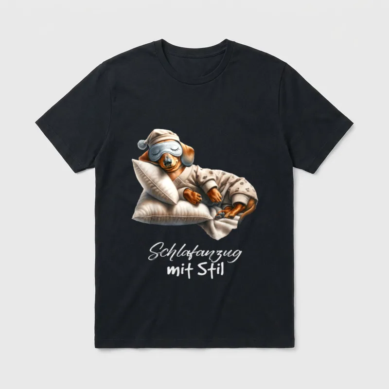 Schlafshirt Schlafanzug mit Stil T-Shirt – Klassisches T-Shirt in Schwarz