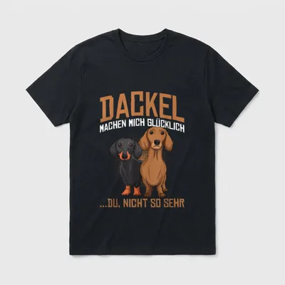 Süße Dackel Hunde Design T-Shirt 0055 – Klassisches T-Shirt in Schwarz