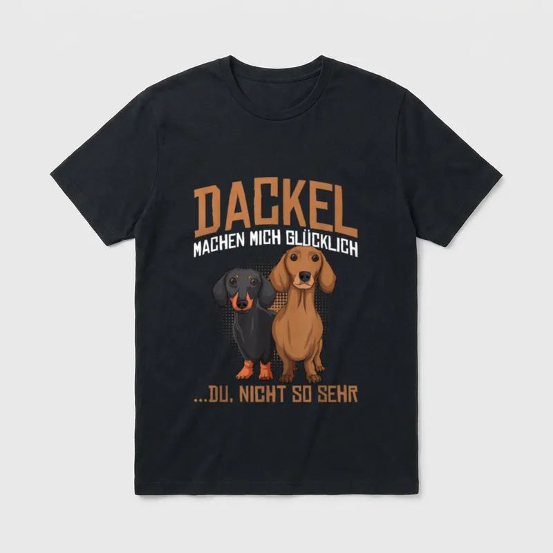 Süße Dackel Hunde Design T-Shirt 0055 – Klassisches T-Shirt in Schwarz