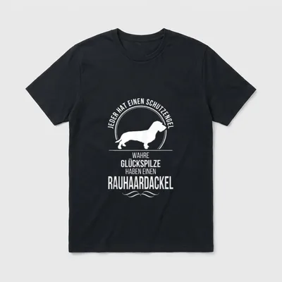 Rauhaardackel Schutzengel Jagdhund Hundespruch T-Shirt – Klassisches T-Shirt in Schwarz