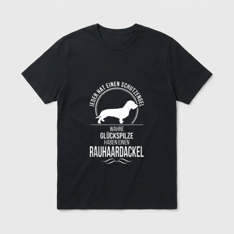Rauhaardackel Schutzengel Jagdhund Hundespruch T-Shirt – Klassisches T-Shirt in Schwarz