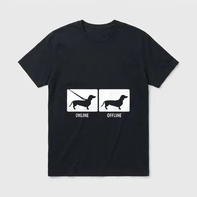 Dackel Dackelhund Online Offline T-Shirt – Klassisches T-Shirt in Schwarz