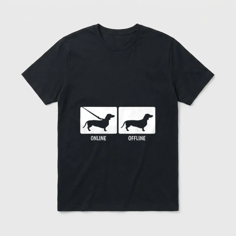 Dackel Dackelhund Online Offline T-Shirt – Klassisches T-Shirt in Schwarz