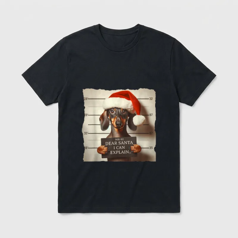 Dackel Dachshund Weihnachten Christmas T-Shirt – Klassisches T-Shirt in Schwarz
