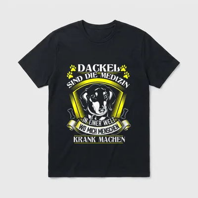 Dackel Rauhaardackel Dachshund T-Shirt – Klassisches T-Shirt in Schwarz