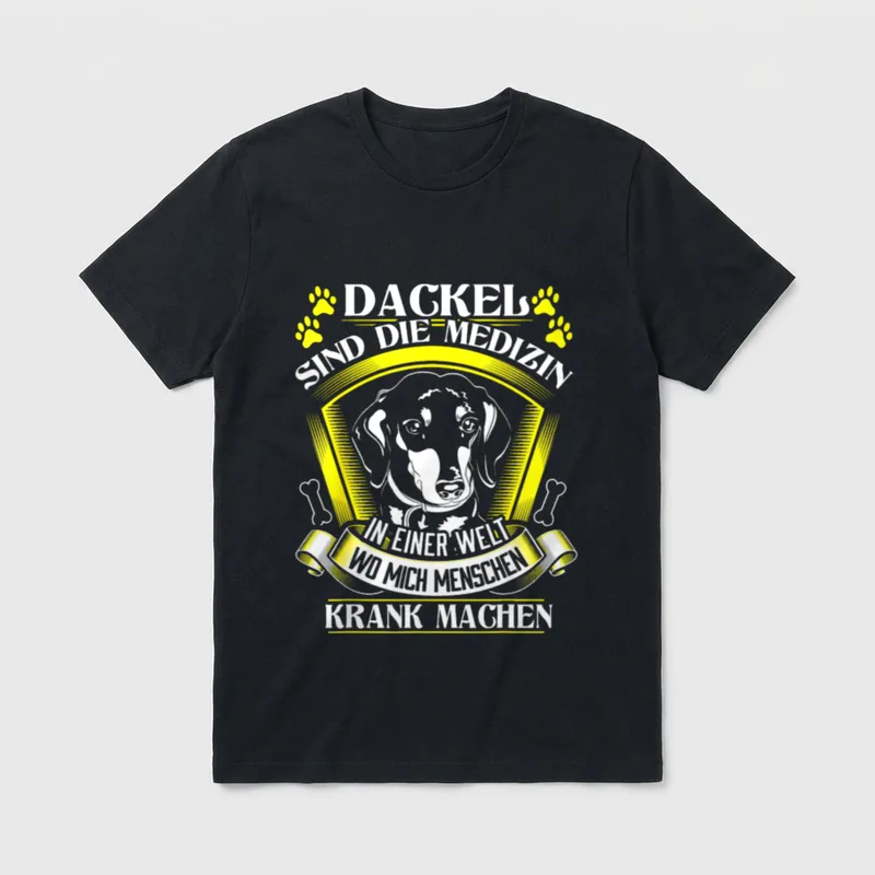 Dackel Rauhaardackel Dachshund T-Shirt – Klassisches T-Shirt in Schwarz