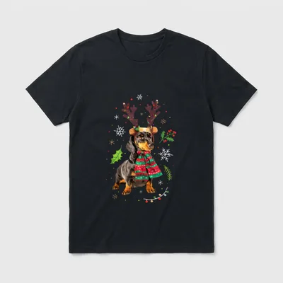Dackel Weihnachts T-Shirt – Klassisches T-Shirt in Schwarz