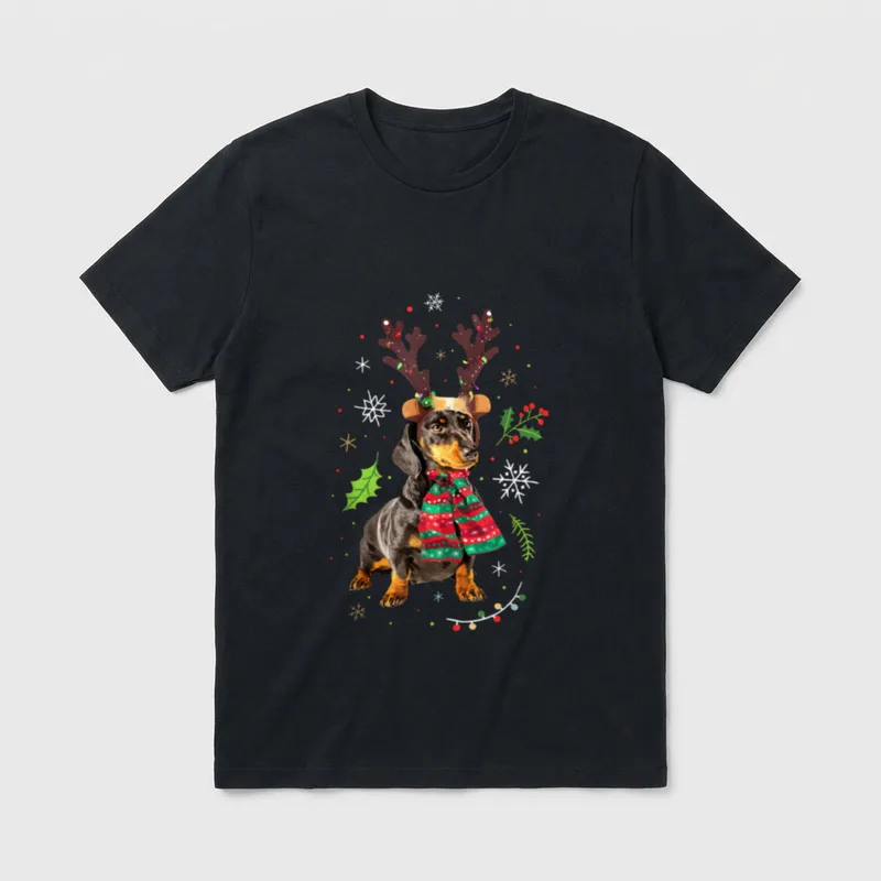 Dackel Weihnachts T-Shirt – Klassisches T-Shirt in Schwarz