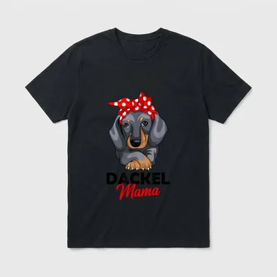 Dackel Mama Süßes Dachshund T-Shirt 0092 – Klassisches T-Shirt in Schwarz
