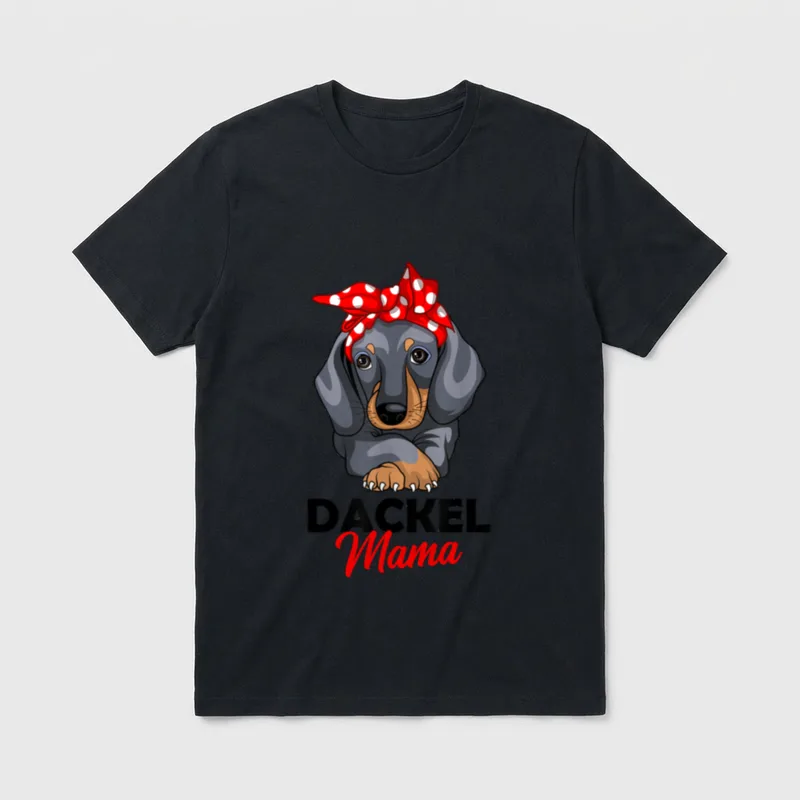 Dackel Mama Süßes Dachshund T-Shirt 0092 – Klassisches T-Shirt in Schwarz