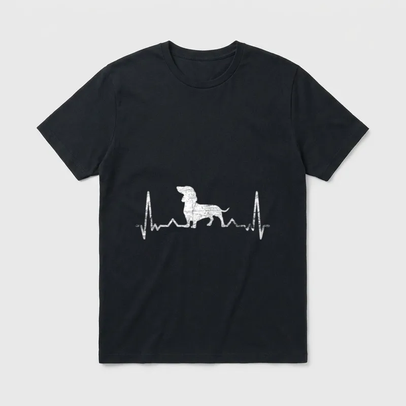 Herzschlag Dackel T-Shirt – Klassisches T-Shirt in Schwarz