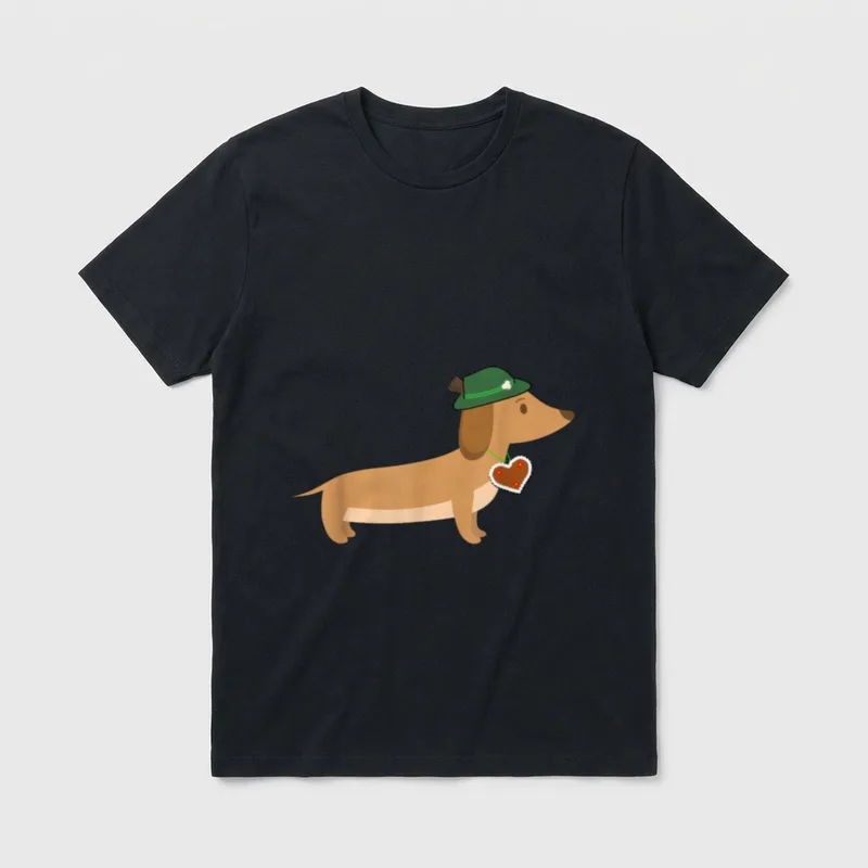 Lustiges Bayern Dackel Trachten T-Shirt – Klassisches T-Shirt in Schwarz