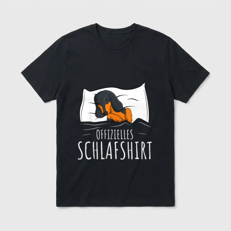 Offizielles Schlafshirt Schlafanzug Dackel T-Shirt 0108 – Klassisches T-Shirt in Schwarz