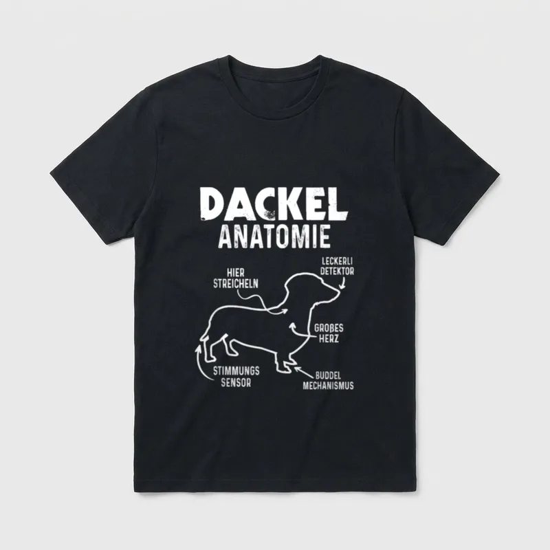 Dackel Anatomie Hundebesitzer Lustiges T-Shirt – Klassisches T-Shirt in Schwarz