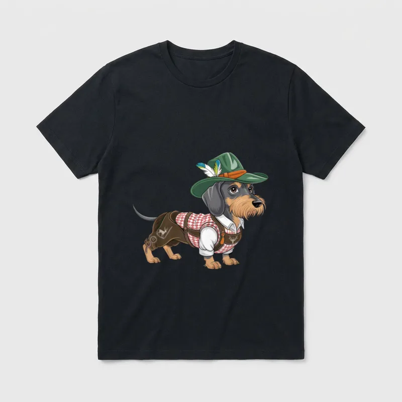 Bayerischer Dackel Lederhose Trachtenhemd T-Shirt – Klassisches T-Shirt in Schwarz