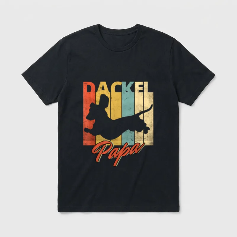 Dackel Papa Dackel Hund T-Shirt – Klassisches T-Shirt in Schwarz