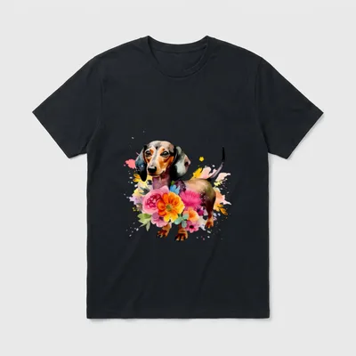 Dackel Aquarell Kunst Hund T-Shirt – Klassisches T-Shirt in Schwarz