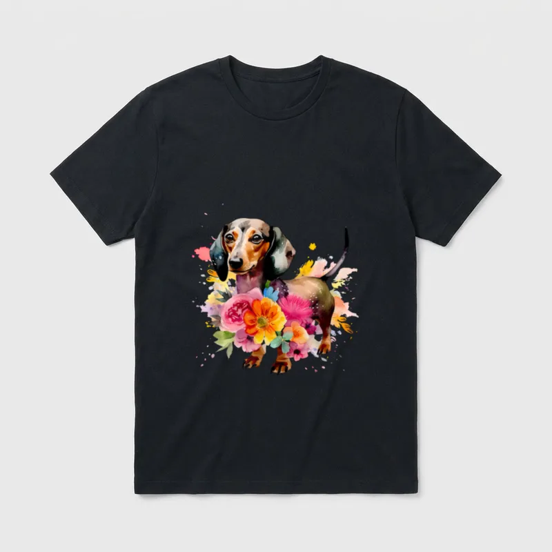 Dackel Aquarell Kunst Hund T-Shirt – Klassisches T-Shirt in Schwarz