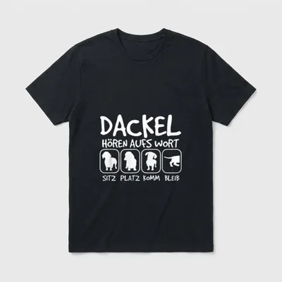 Dackel hören aufs Wort T-Shirt 0121 – Klassisches T-Shirt in Schwarz