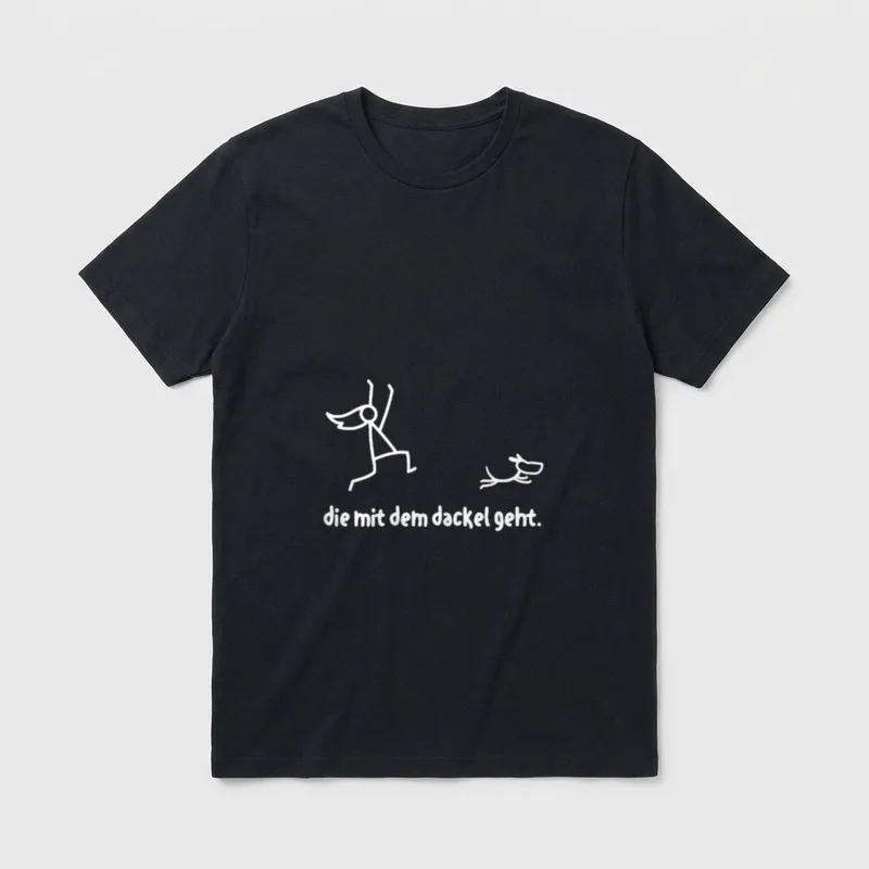 Die mit dem Dackel geht T-Shirt – Klassisches T-Shirt in Schwarz